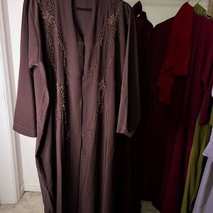 Embroidered Brown Long Sleeve Dress